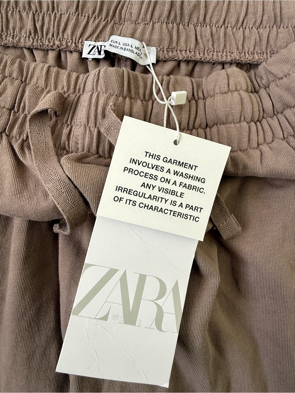 Zara Womens Drawstring Relaxed Barrel Pants in Taupe Brown - Picture 5 of 11